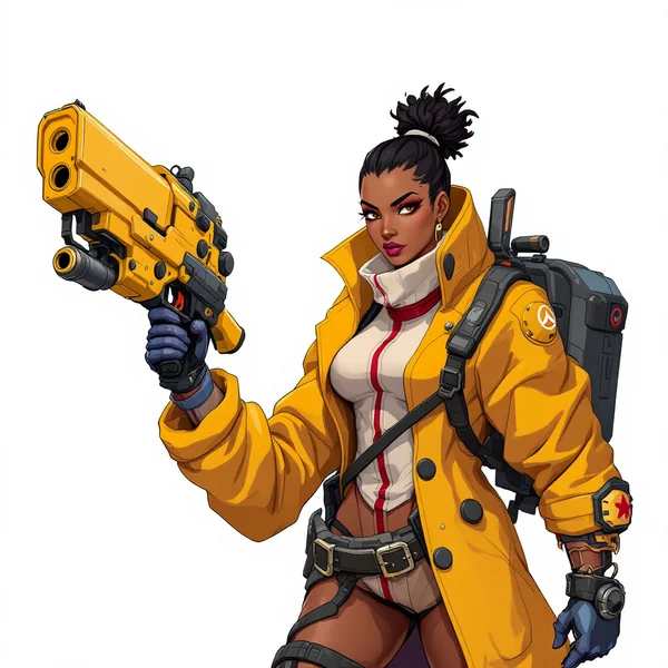 Afrofuturist Shooter Hero Concept Art