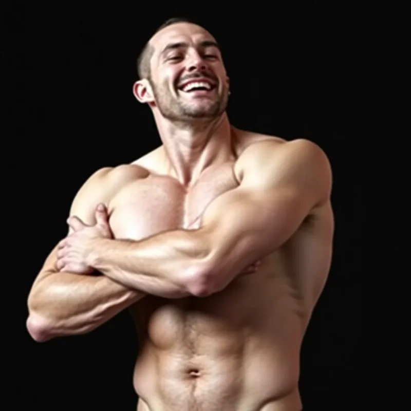 Handsome Vascular Shirtless Man Grappler In A Bearhug...