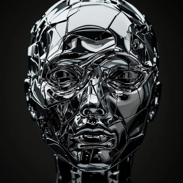Abstract Chrome Humanoid Face