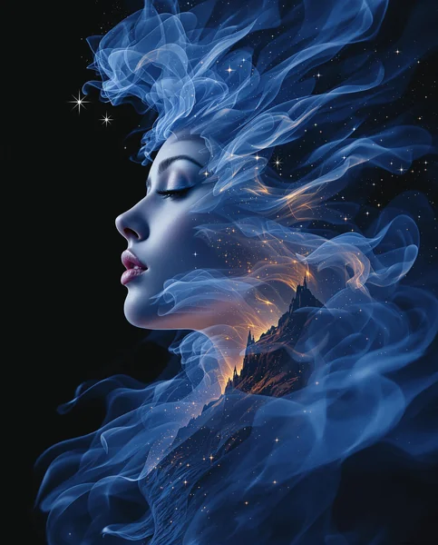 Surreal Blue Hour Double Exposure