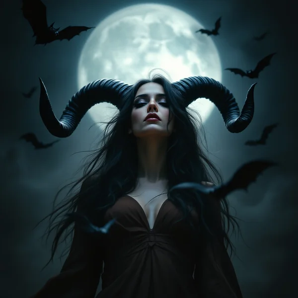 Horned Woman Dark Fantasy