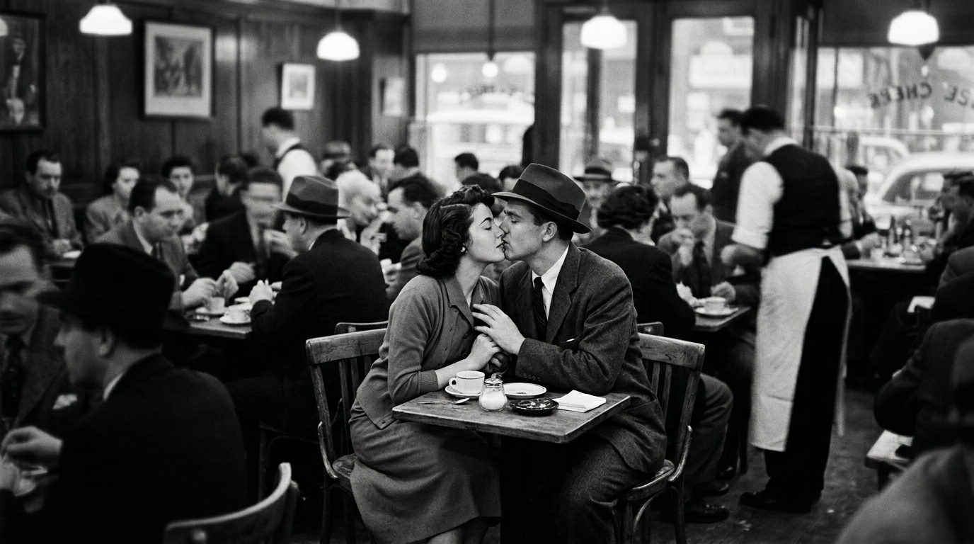 Classic 1950s Black And White Photography, A Couple...