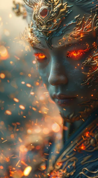 Fiery Chinese Warrior Portrait