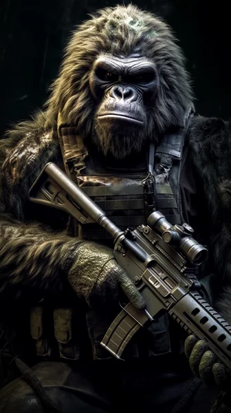 Armored Gorilla Soldier Portrait