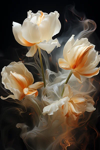Surreal White Tulip Botanical Art