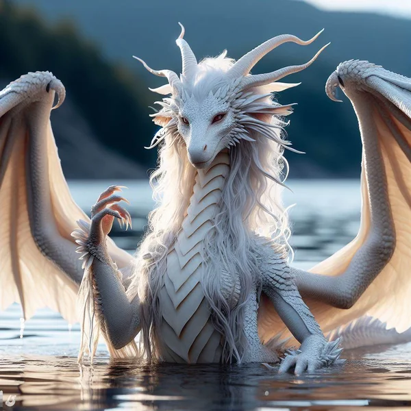Anthropomorphic Dragon Woman Lake