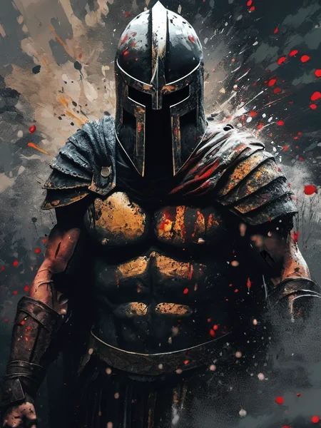 Dark Spartan Warrior Expressionist Art