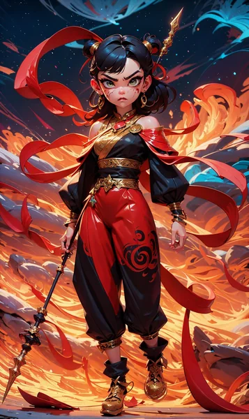 Chinese Mythology Warrior Girl Art