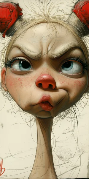 Funny Street Caricature Woman Art