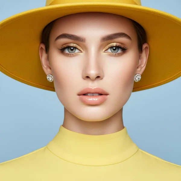 Ultra - High - Resolution Portrait of Young Woman in Yellow Attire