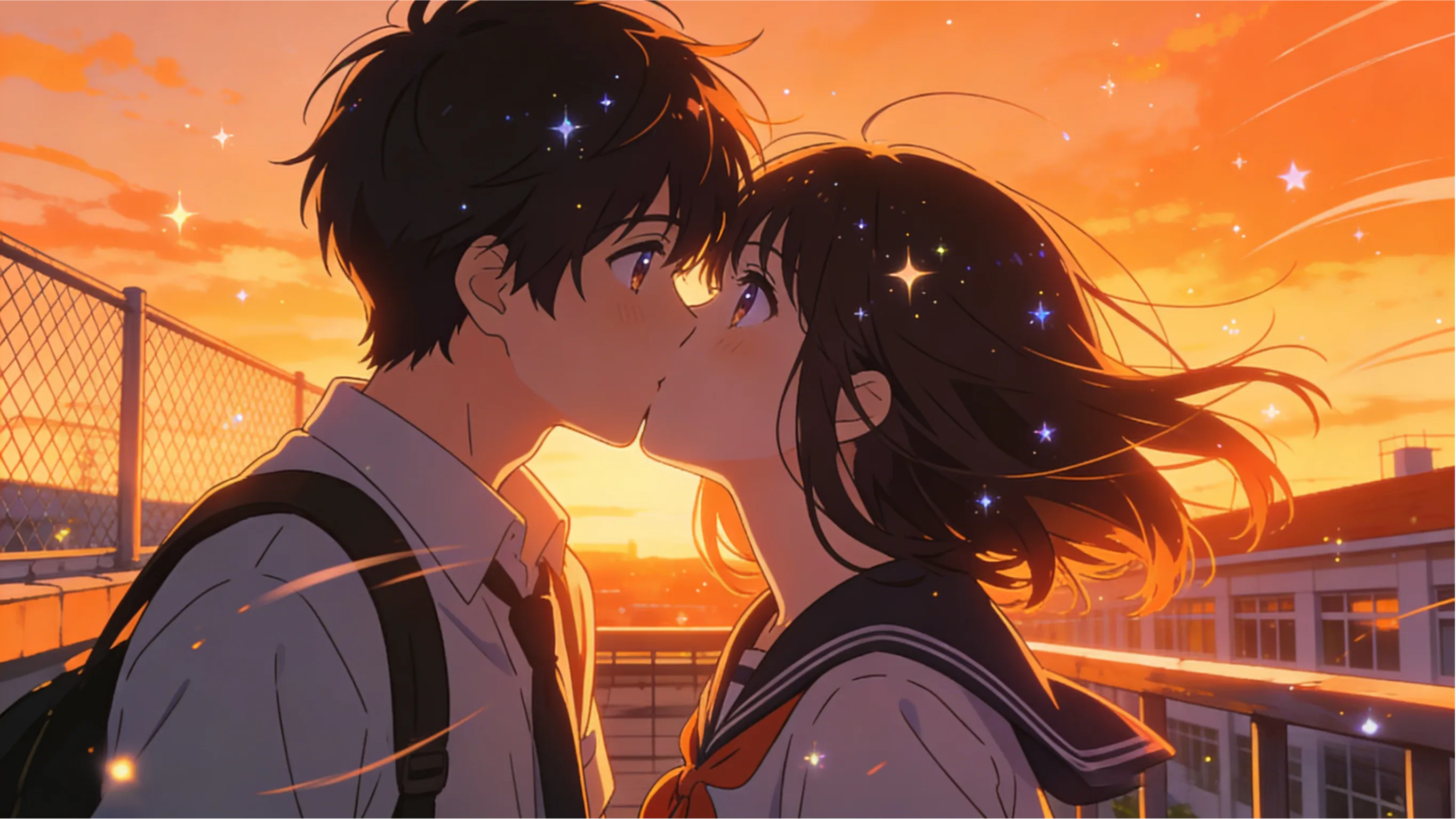 Anime Couple Kissing In A Library Aisle, Hidden...