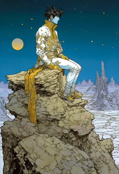 Moebius Style Sci-Fi Figure