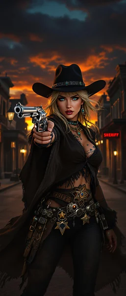 Female Old West Sheriff Gunfight