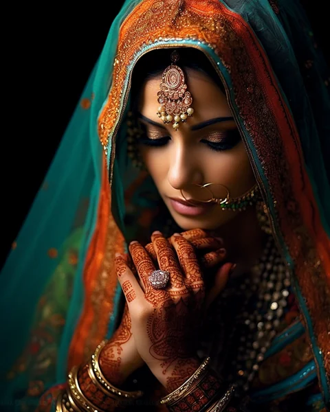 Indian Bride Henna Hands Portrait