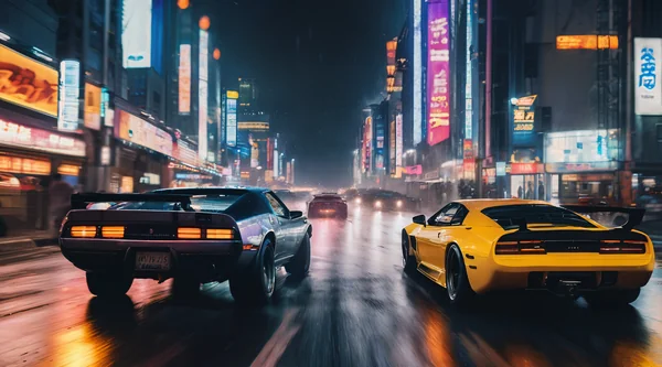 Cyberpunk Supercar Street Racing