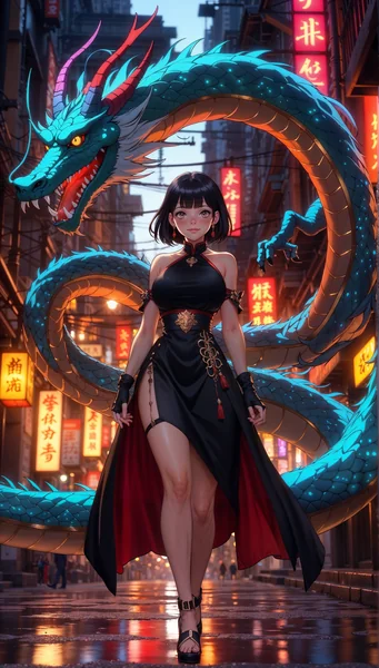 Cyberpunk Dragon Fantasy World