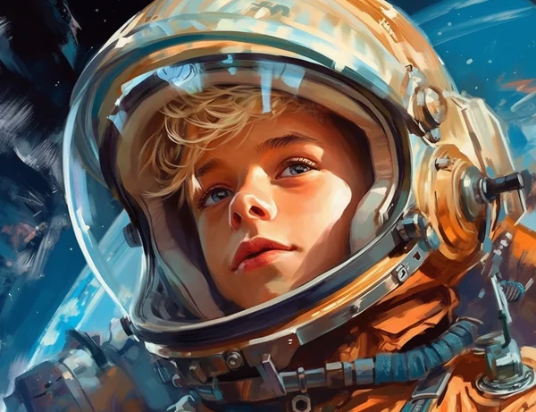 Boy Astronaut Dreamy Space Art