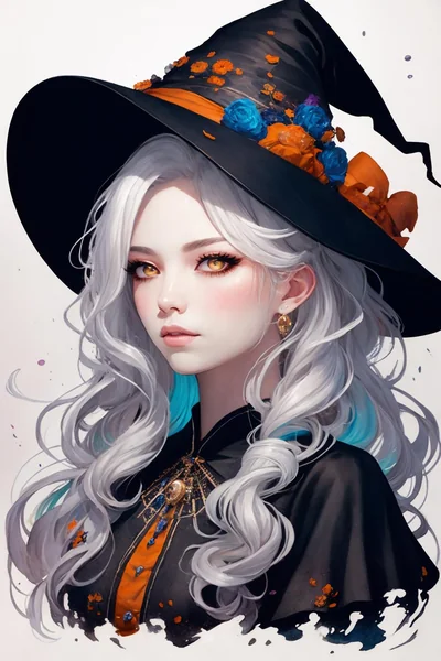 Colorful Witch Watercolor Fantasy