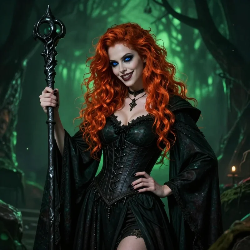 Fiery Haired Witch: Arrogant & Sexy Pose (Photorealistic)