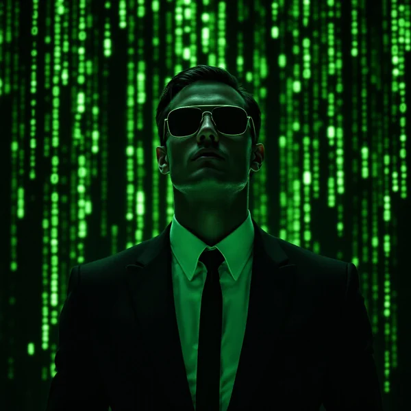 Matrix Green Code Man Portrait