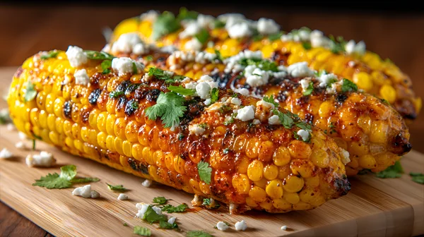 Grilled Corn with Feta Food Photography