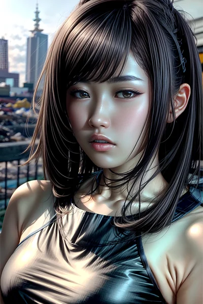 Cyberpunk Asian Girl Portrait