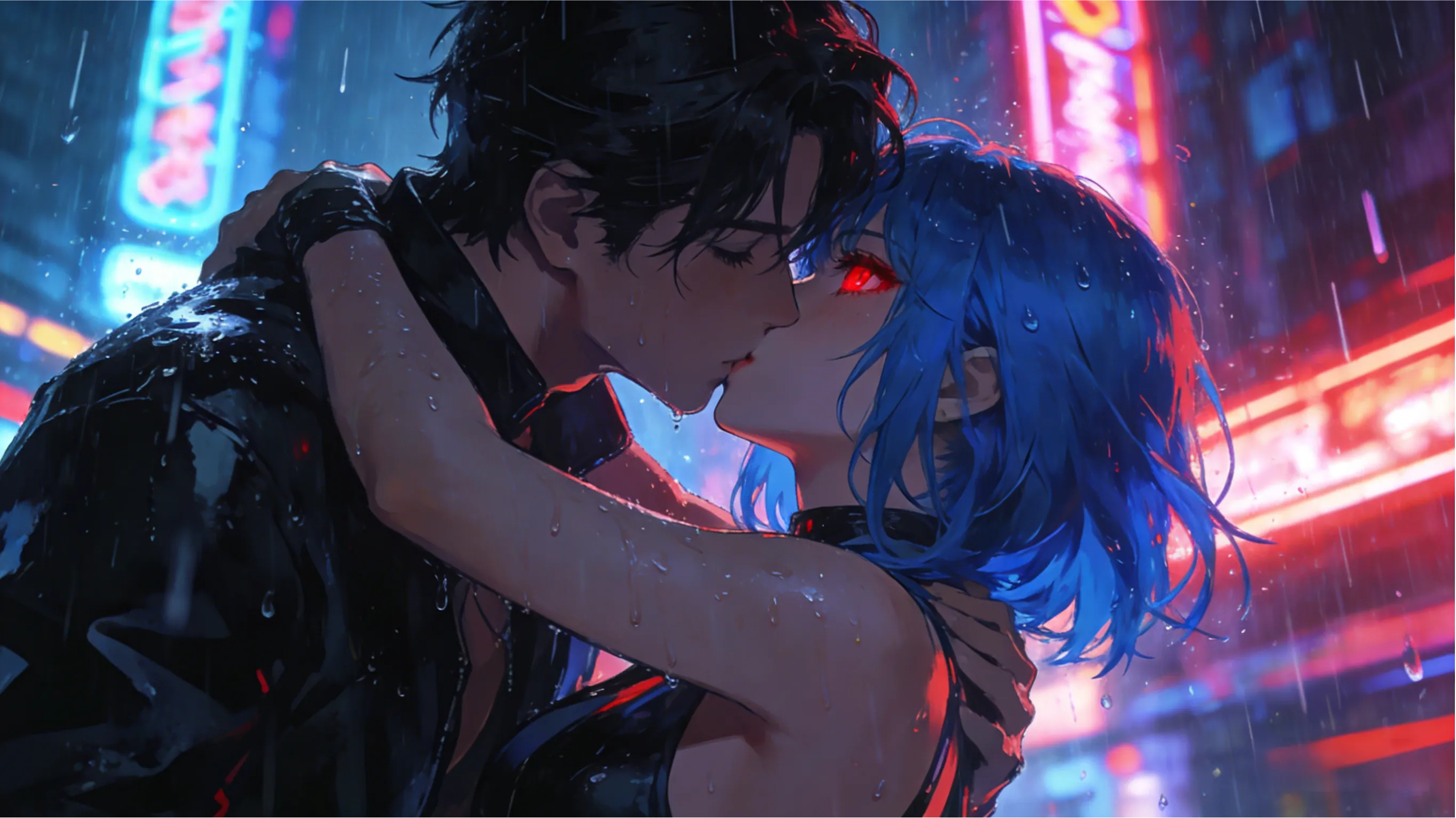 Passionate Kiss In The Rain, Anime Couple, Girl With...