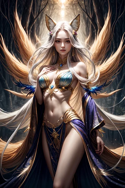 Nine-Tailed Fox Girl Fantasy Art