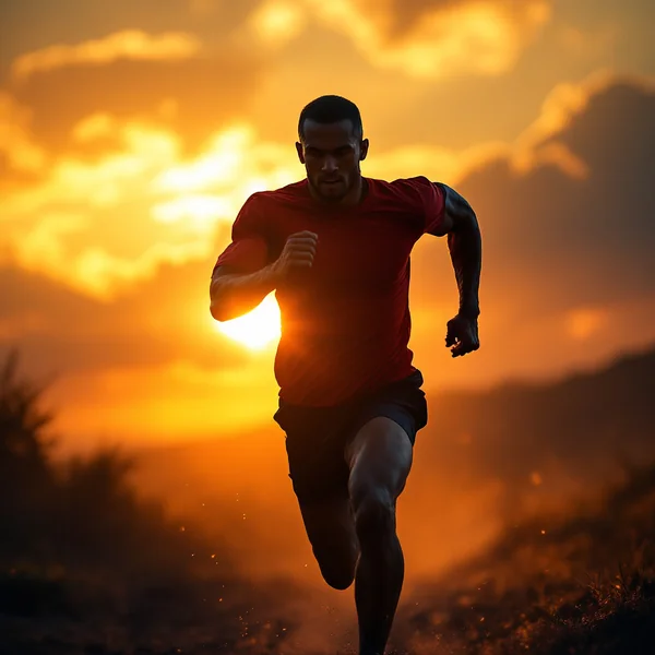 Runner Silhouette at Fiery Sunrise