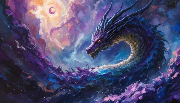 Cosmic Horror Purple Dragon Painting