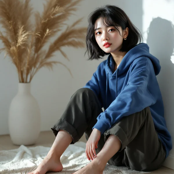 Minimalist Korean Model Studio Portrait