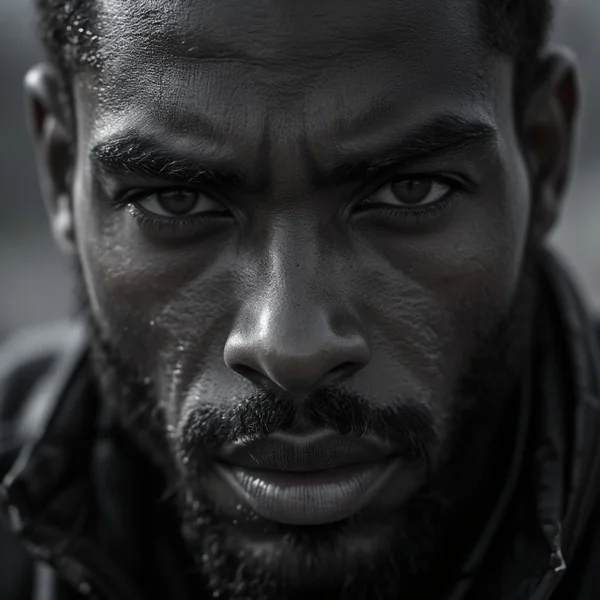Black and White Male Close-Up Portrait