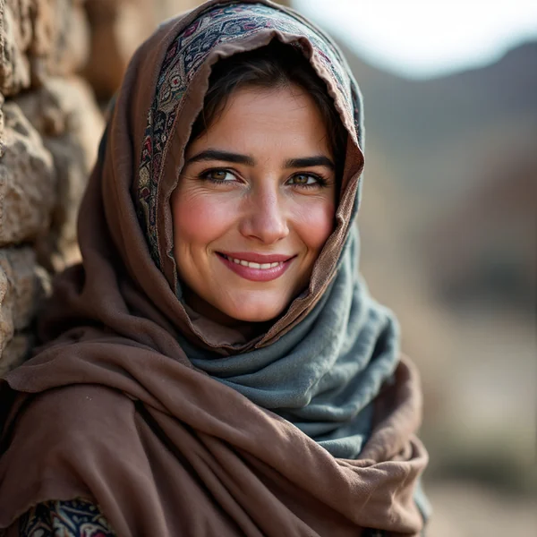 Smiling Afghan Woman in Hijab: Cultural Representation