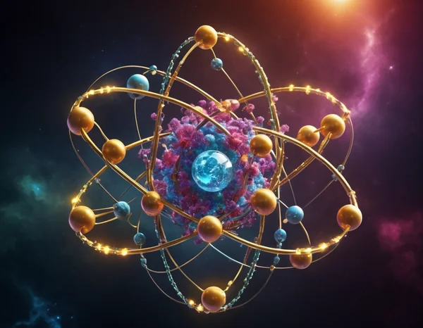 Cinematic Atomic Structure Illustration