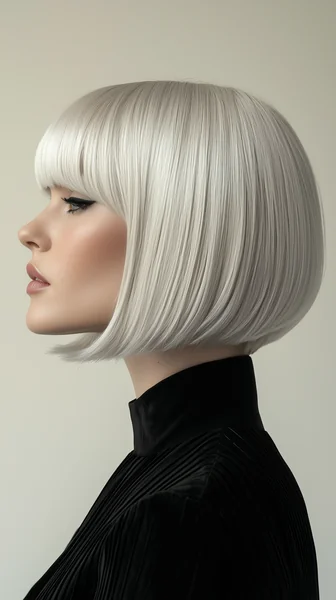 Silver Bob Hair Editorial Photo