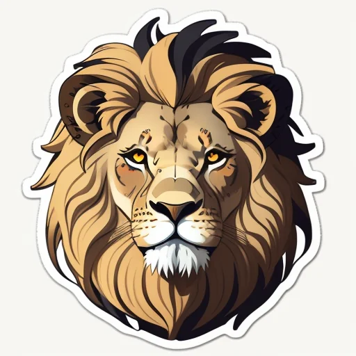 Colorful Lion Head Sticker Illustration