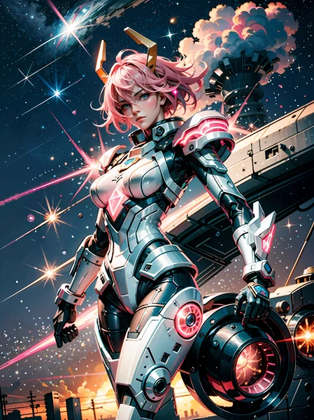 Mecha Anime Girl Battle Scene