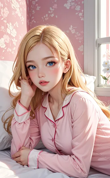 Sleeping Girl Bedroom Anime Art