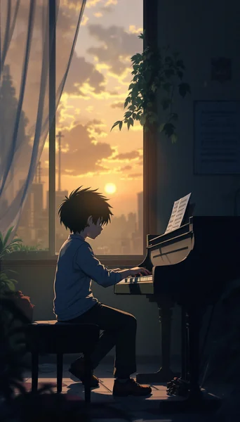 Anime Boy Piano Dark Academia
