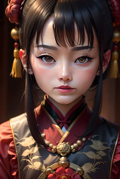 Chinese Woman Traditional Dress Portrait