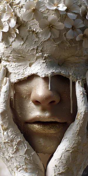 Floral Mask White Texture Portrait