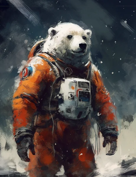 Bear Astronaut Fantasy Illustration