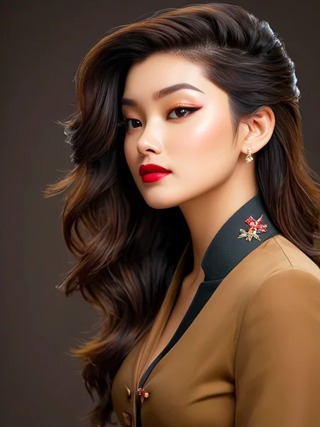 Chinese Woman Military Concept Portrait