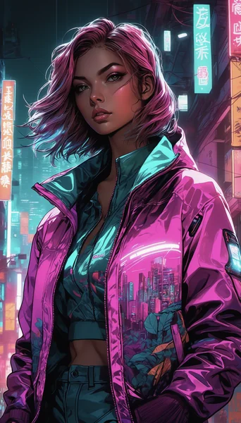 Girl of the Future Cyberpunk City
