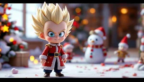 3D Chibi - Style Vegeta in Christmas Dress: Anime Twist