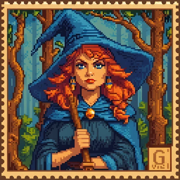 Pixel Art Witch Character