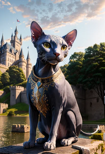 Armored Sphynx Cat Fantasy Portrait