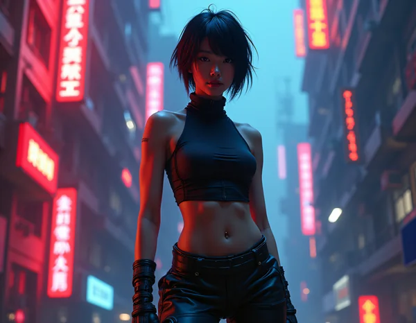 Cyberpunk Parkour Girl Action Scene
