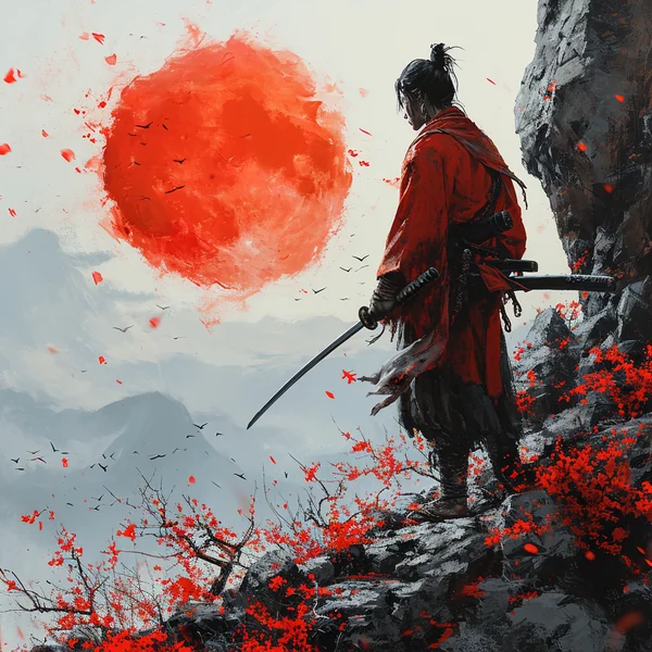 Depressed Ronin Under Blood Moon