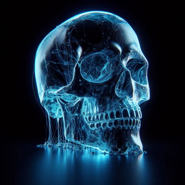 Glowing Glass Skull Sci‑Fi Render